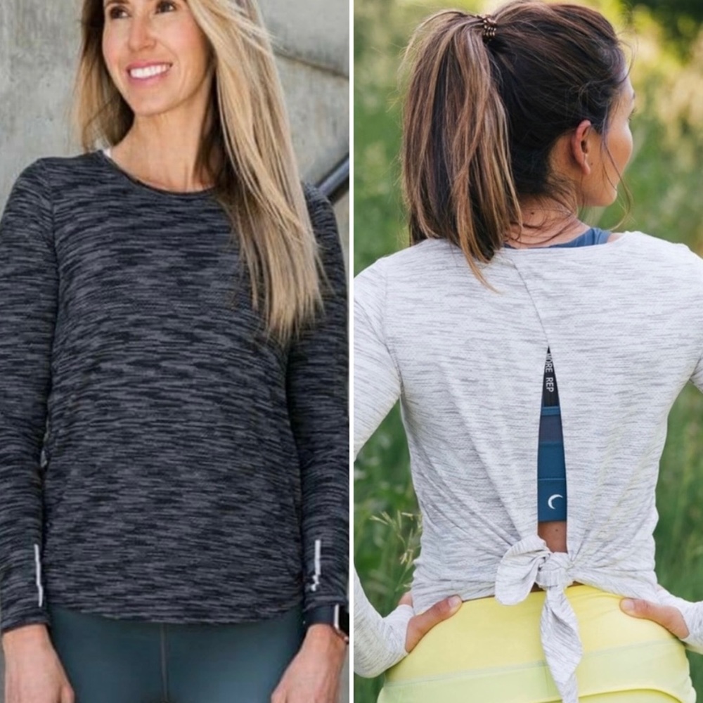 Zyia Activewear Lot- 2 Split back Workout Long Sleeve Tops Sz Small